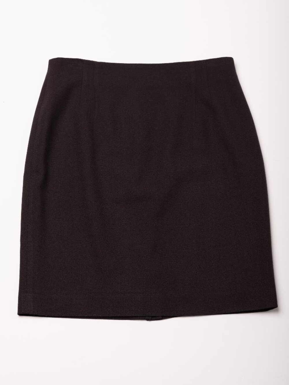Vintage 90s Worsted Wool Midi Skirt Black Medium Dark Academia Corpcore